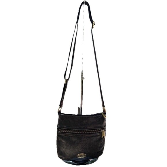 Fossil Genuine Leather Shoulder Bag Purse Black Size 8x8 Vintage Good Condition - Picture 1 of 11